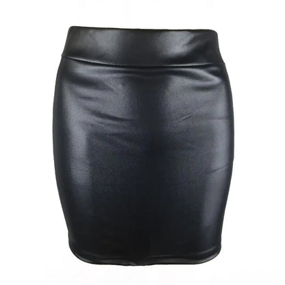 maoxiangshop Women Mini/Long Skirt Solid Color High Waist Slim Fit Skinny Matte Faux Leather Cozy Commuter Bodycon Skirt Streetwear