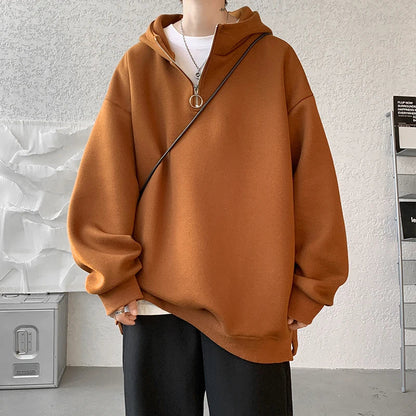 maoxiangshop Turtleneck Hoodie Zipper Pullovers Streetwear Hip Hop Hooded Sweatshirt Men Clothing Korean Couples Harajuku Coat
