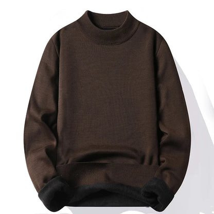 maoxiangshop Men's Pullover Soft Sweater Winter Velvet Shirts Brand Clothing Knitted Fleece Warm Cold Blouse Slim Fit Bottom Shirts