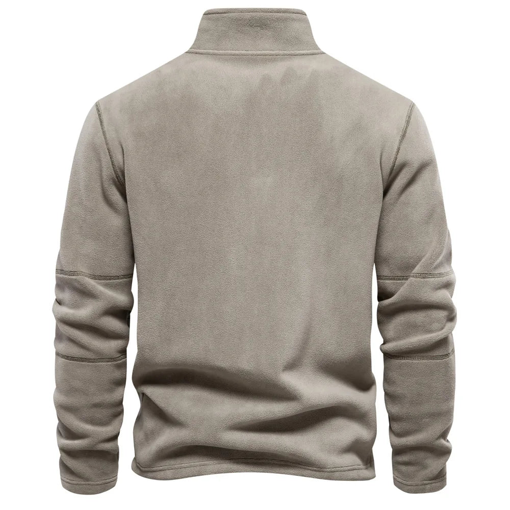 maoxiangshop Autumn Winter New Warm Polo Shirts Men's Lamb Wool Sweatshirt Standing Neck Half Zip Long Sleeve Fashion Versatile Men Tees Tops
