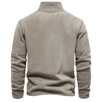 maoxiangshop Autumn Winter New Warm Polo Shirts Men's Lamb Wool Sweatshirt Standing Neck Half Zip Long Sleeve Fashion Versatile Men Tees Tops