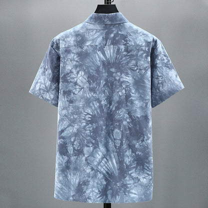maoxiangshop Summer Tie-dye Shirt Men Plus Size Fashion Casual Tie Dye Shirts Male Hawaiian Beach Shirt Big Size 11XL