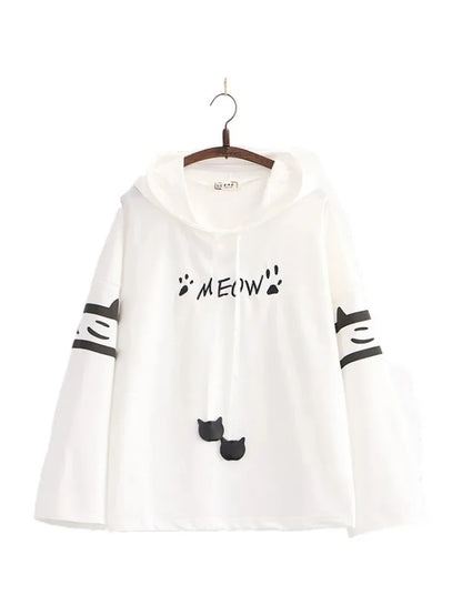 maoxiangshop Women's Hooded Sweatshirt Letter Print Drawstring Cotton Hoodies Autumn Winter Long Sleeve Harakuju Pullover Tracksuits