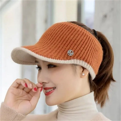 maoxiangshop Hats For Women Autumn Winter Sports Empty Top Caps Female Knitted Warm Baseball Cap Fashion Running Golf Sun Hat