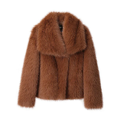 maoxiangshop  -  Chic Ins Blogger Brand Fashion Fake Fox Fur Jacket Coat Women 2024 Winter Luxury Design Big Collar Fur Coats Cool Girls Overcoat