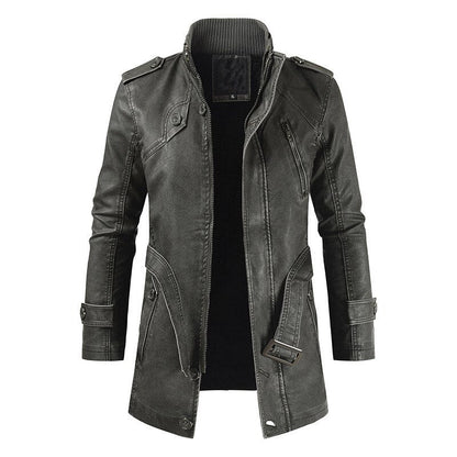 maoxiangshop Faux Leather Jackets Men High Quality Classic Motorcycle Bike Cowboy Jacket Coat Male Plus Velvet Thick Coats L-3XL