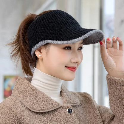 maoxiangshop Hats For Women Autumn Winter Sports Empty Top Caps Female Knitted Warm Baseball Cap Fashion Running Golf Sun Hat