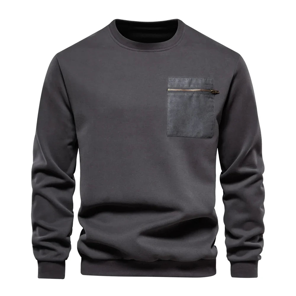 maoxiangshop High Quality Cotton Sweatshirt for Men Zipper Pocket Mens Sweatshirts Casual Sport Men Clothing Pullover Men