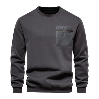 maoxiangshop High Quality Cotton Sweatshirt for Men Zipper Pocket Mens Sweatshirts Casual Sport Men Clothing Pullover Men
