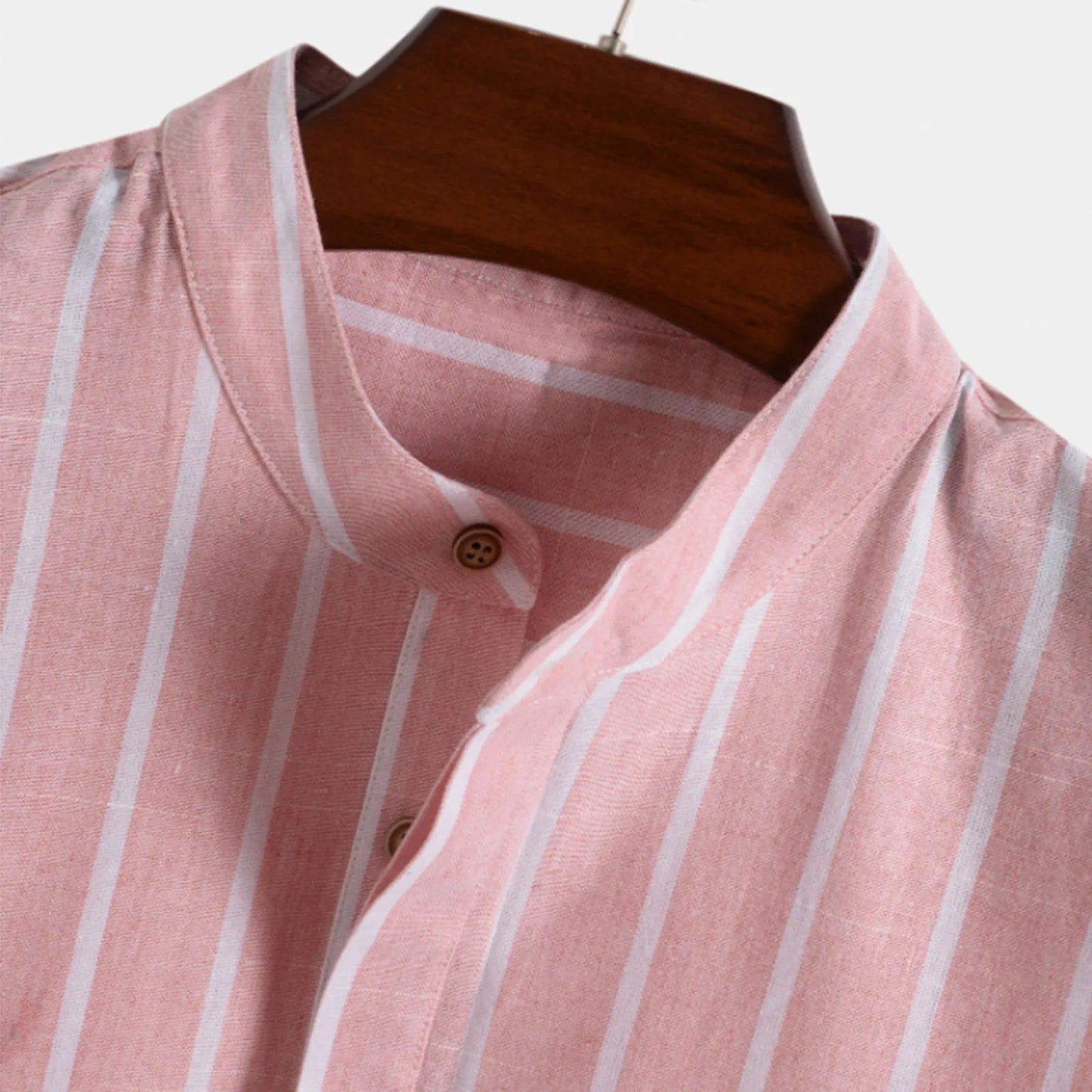 maoxiangshop Summer Blouse Male Casual Stripe Printing Shirt Short Sleeve Stand Collar Blouse Tops For Mens Outdoor Beach Shirts рубашка