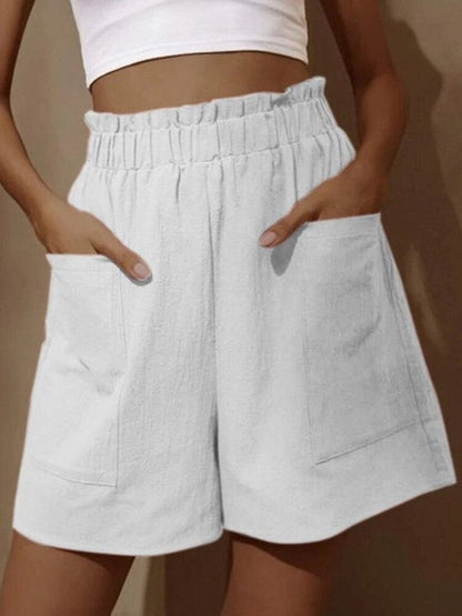 Summer New Women's Cotton and Linen High-waisted Shorts Fashion Large Size Comfortable Loose Wide-leg Casual Shorts