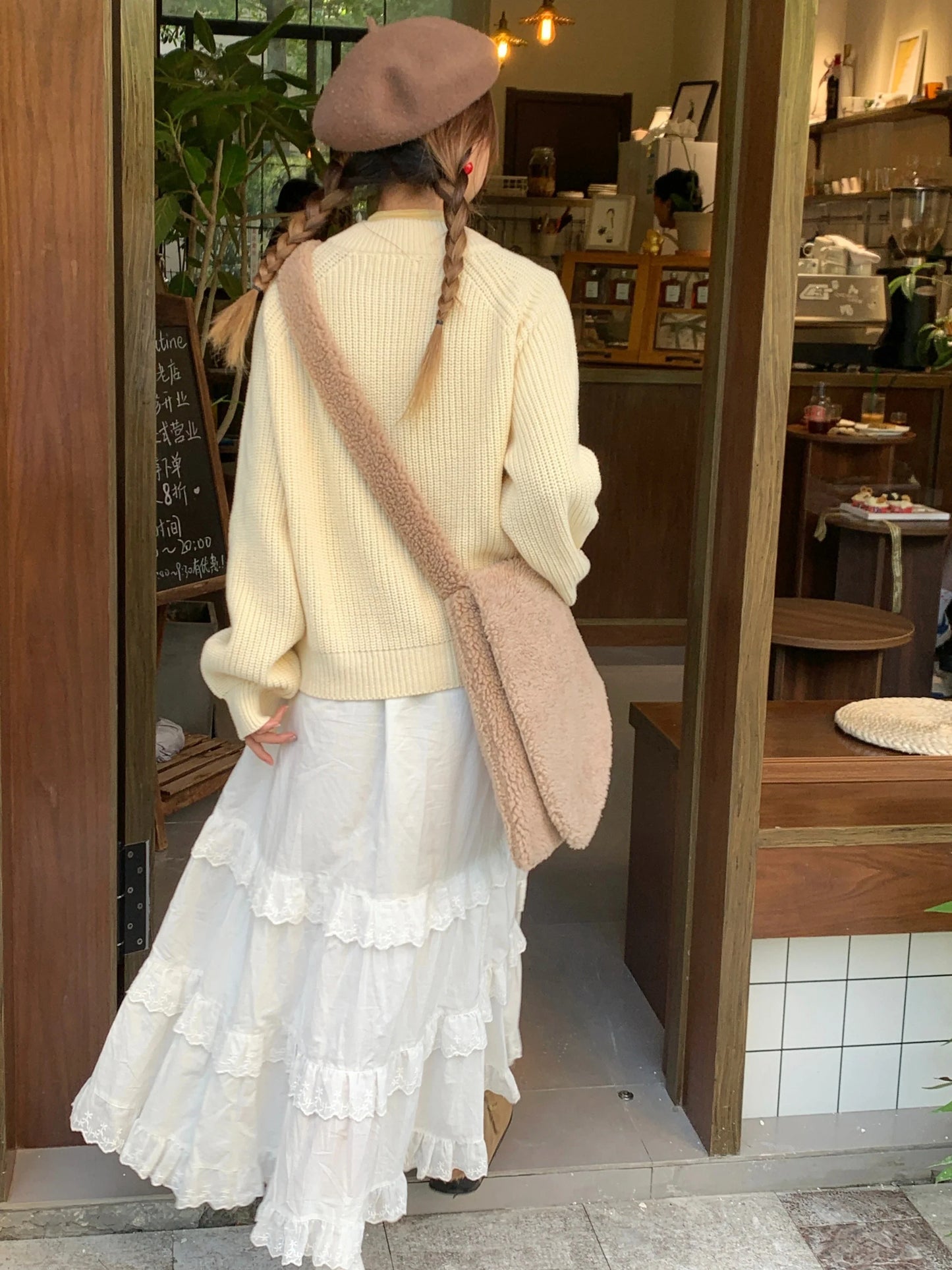 maoxiangshop Lace A-line Loose All-match Spring Autumn Ankle-length Skirts for Women Korean Style Female Tender Fashion Leisure Students Chic