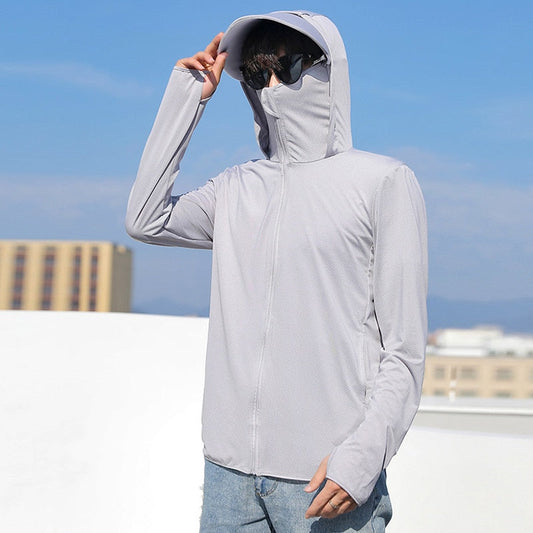 maoxiangshop Summer Sun Protection Skin Coats Men Ultra-Light Sportswear Hooded Outwear Quick Dry Fishing T-shirts Sunscreen Tops