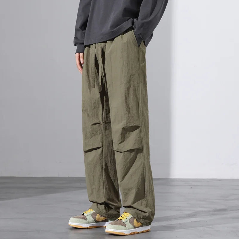 maoxiangshop Parachute Pants for Men's Summer Slim American Loose Fitting Straight Tube Workwear Casual Pants