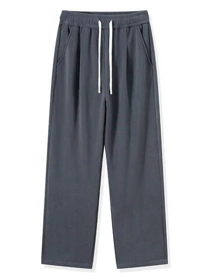 maoxiangshop Winter Thick Fleece Warm Sweatpants Men Streetwear Wide-Leg Straight Loose Track Pants Male Casual Thermal Velvet Trousers
