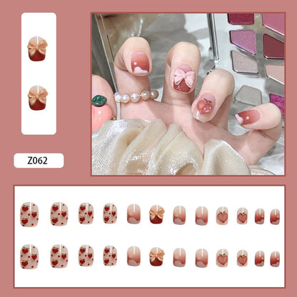 24pcs Butterfly decorated false nails Removable Long Paragraph Fashion Manicure fake nail tips full cover acrylic for girls nail