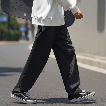 maoxiangshop Autumn Cotton Casual Pants Men Fashion 3 Color Straight Pants Men Japanese Streetwear Loose Wide Leg Pants Mens Trousers M-2XL