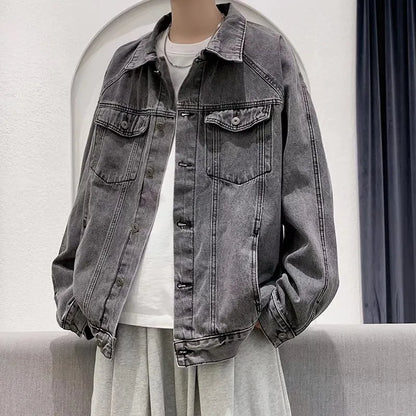 maoxiangshop Spring Autumn New Mens Lapel Denim Jacket Coat M-5XL Hip Hop Wind Casual Coat Cotton Plus Size Denim Jacket Men Hole Clothes