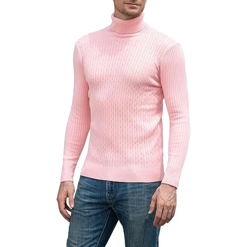 maoxiangshop New Men's Turtleneck Sweater Casual Men's Knitted Sweater Warm Fitness Men Pullovers Tops