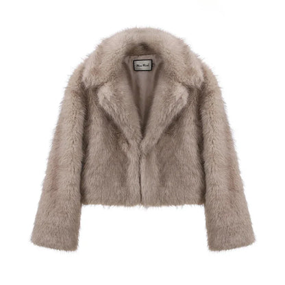 maoxiangshop  -  Mint Chic Street Girls Gradient Faux Fur Jacket Women Winter 2024 Brand Fashion Fluffy Fox Fur Coat Female Luxury Outerwear