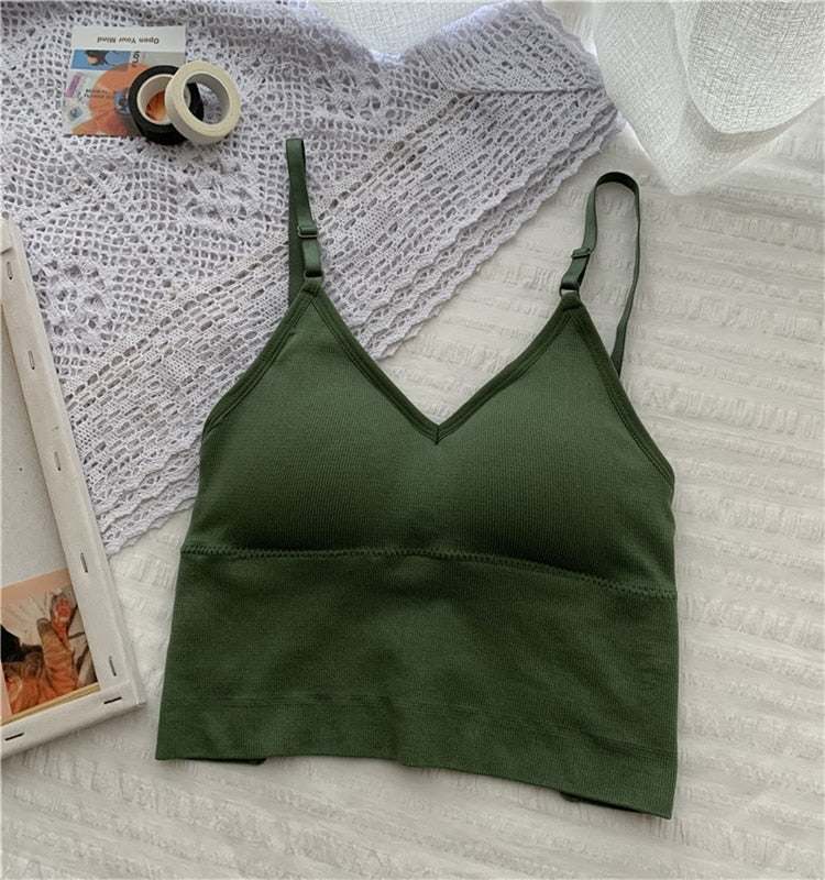 maoxiangshop Seamless Cross Women Crop Tops Sexy Tank Top Women Built In Bra Color Camis for Women Crop Top Off Shoulder Sleeveless Camisole