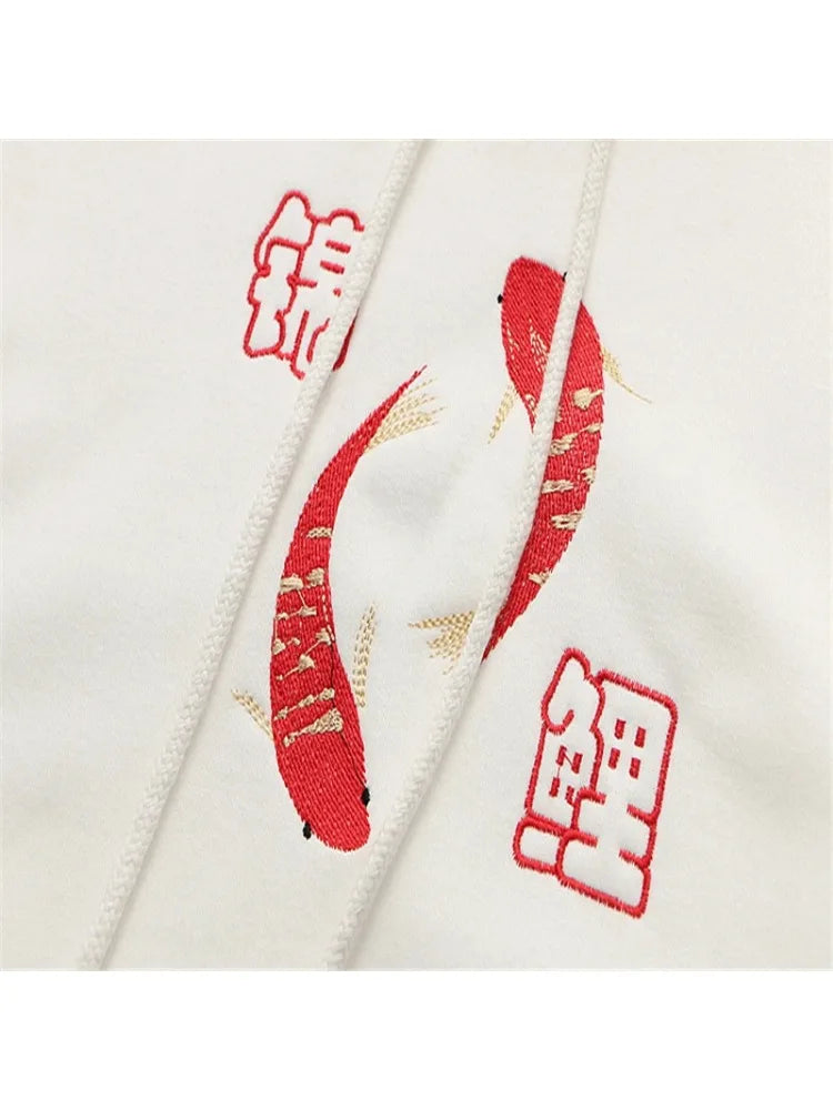 maoxiangshop Fleece Women's Hooded Sweatshirt Cartoon Embroidery Hoodies Flare Sleeve Pullover Tracksuits Winter Clothes For Sweet Girl