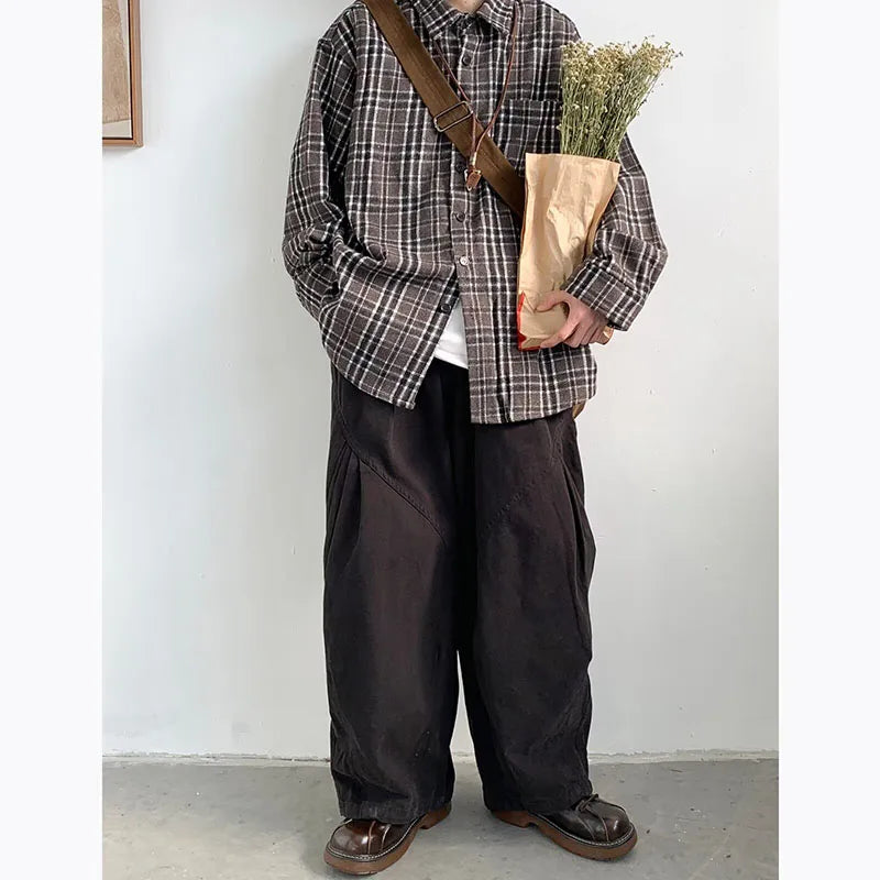 maoxiangshop Japanese Oversize Pant Men Women Spring Autumn Casual Wide-leg Trousers Vintage Simple Straight-leg Baggy Pant Harajuku Unisex