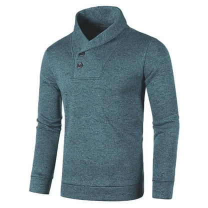 maoxiangshop Sweatwear Half Turtleneck Mens Sweaters Button Neck Solid Color Warm Slim Thick Sweatshirts Winter Pullover Men