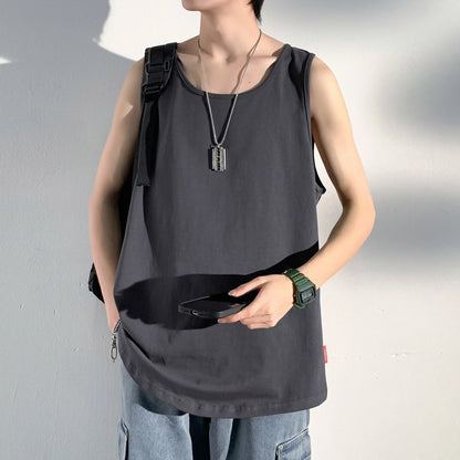 maoxiangshop Summer Men Solid Vest Tank Top Sleeveless T Shirts O-neck Undershirts Breathable Sport Bodybuilding Fitness Muscle Clothes