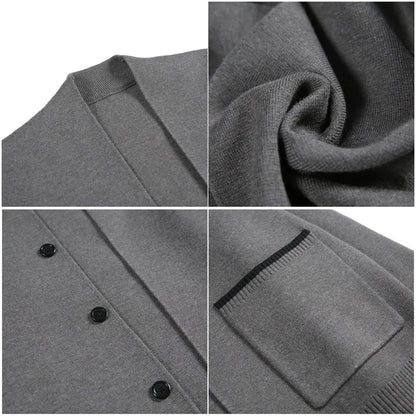 maoxiangshop Knitted Cardigan Men Autumn Long Sleeve Slim Fit Sweater Coat Business Casual Sweatercoat Streetwear Men Clothing