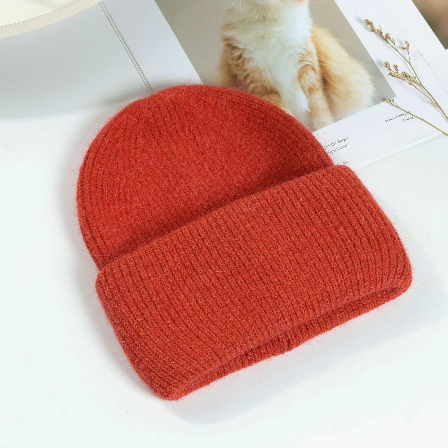 maoxiangshop Winter Hat Real Rabbit Fur Winter Hats For Women Fashion Warm Beanie Hats Women Solid Adult Cover Head Cap