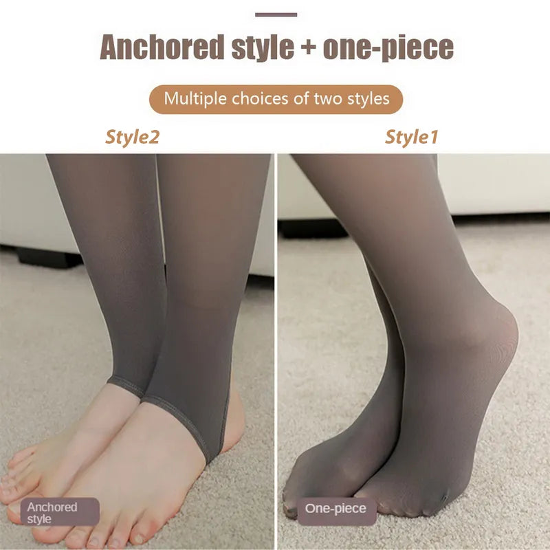 maoxiangshop Winter Warm Tights Pantyhose Women Fleece Socks High Waist Thermal Stocking Insulated Pants Fake Translucent Leggings Tights