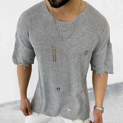 maoxiangshop Mens Sweaters Korean Advanced Knitwear Hole Autumn Winte Loose Knit Leisure Sweater Couples Men's Clothing Pullover