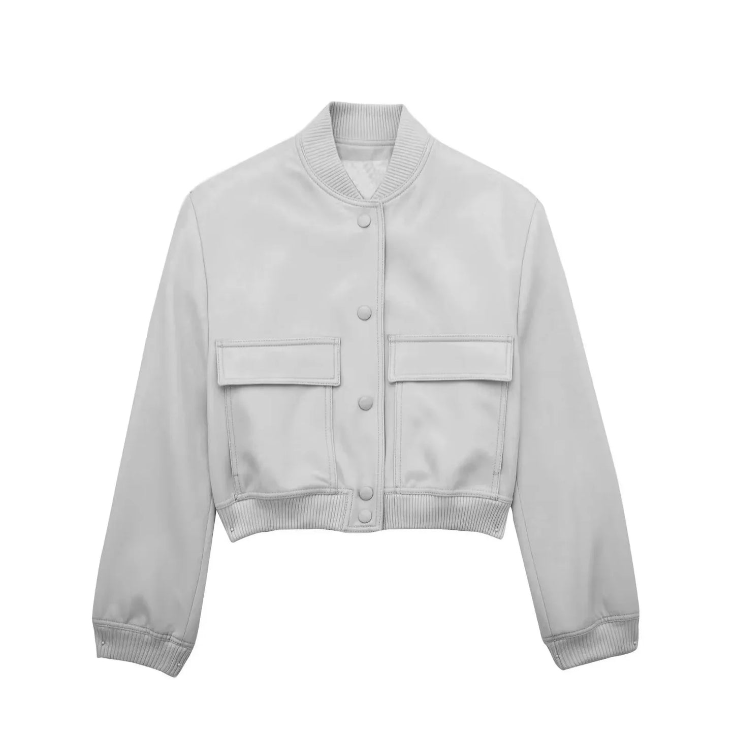 maoxiangshop  -  Y2K Style Jacket Women New Autumn Big Pocket French Jacket Coat Women Solid Color Single-breasted Baseball Outerwear Tops