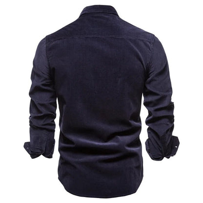 maoxiangshop New Men's Shirt Fashion Corduroy Shirts Men Business Casual Single Breasted Cotton Men Shirts Solid Color Slim Fit Full Top