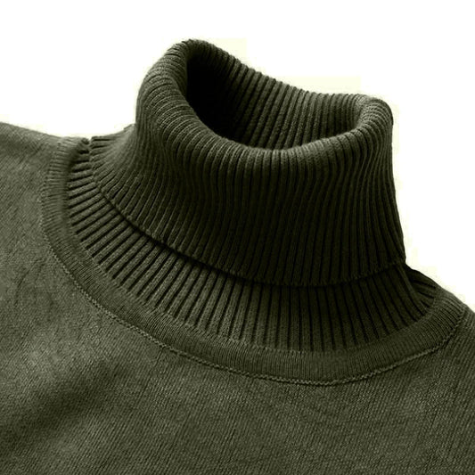 maoxiangshop MEN SWEATER Autumn Mens Knitted Turtleneck Sweater New Solid Color Warm Streetwear Winter Vintage Lightweight Sweater Black Gray Tops