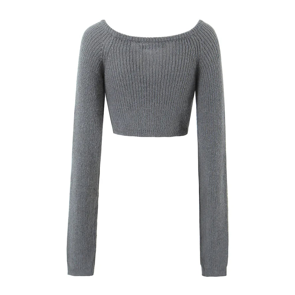 maoxiangshop -  Korean fashion pink cardigans for woman sexy cropped sweaters for women Winter clothes long sleeve top korean knitted