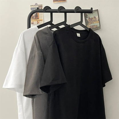 maoxiangshop Summer Short Sleeved T-shirt Men Oversized Fashion Retro Casual T Shirt Men Streetwear Hip-hop Loose Suede T Shirt Mens Top