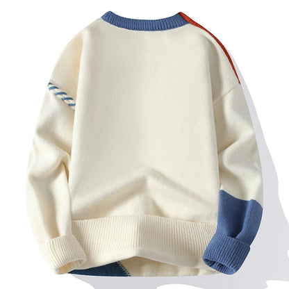 maoxiangshop Autumn Winter Warm Mens Sweaters Fashion Turtleneck Patchwork Pullovers New Korean Streetwear Pullover Casual Men Clothing