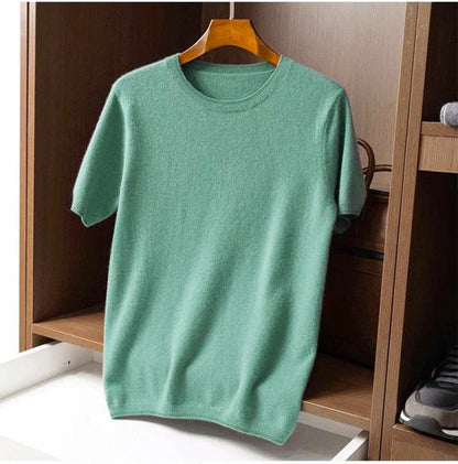 maoxiangshop Korean Superfine Merino Cashmere T-shirt Men Base Layer Merino Shirt Wicking Breathable Short T-shirt Luxury Clothing Big Size