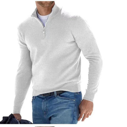 maoxiangshop Autumn Men's Sweatwear Warm Pullover Solid Color Half Zipper Casual Sweater Slim V-neck Long Sleeve Men's Sweatshirts Winter Top