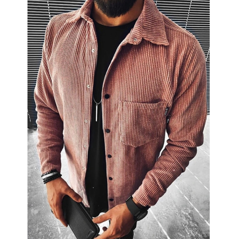 maoxiangshop Men Plaid Shirt Spring Fashion Large Size Pockets Long Sleeve Top Turn-down Collar Single-breasted Shirts