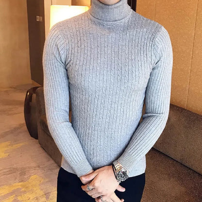 maoxiangshop Autumn Winter Turtleneck Pullovers Warm Solid Color Men's Sweater Slim Pullover Men Knitted Sweaters Bottoming Shirt