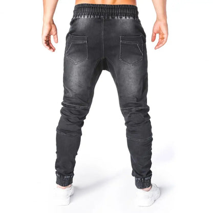 maoxiangshop Men's Outdoor Summer Riding Jeans Motorpoof Jeans Skinny Jeans Fashion Pockets Denim Pencil Pants Ankle Tied Denim Trousers