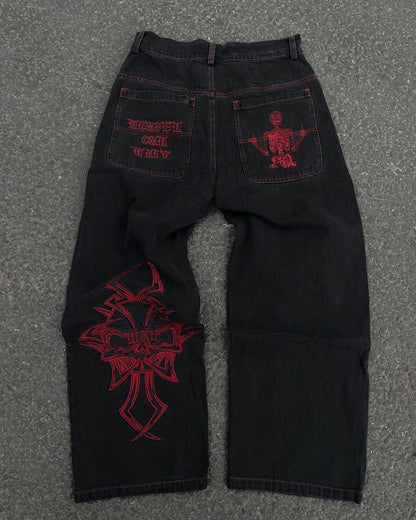 maoxiangshopKorean Fashion NEW Alphabetic Printing Women Jeans Y2k Aesthetic Mid Waist Casual Baggy Trousers  Denim Pants Pants Streetwear