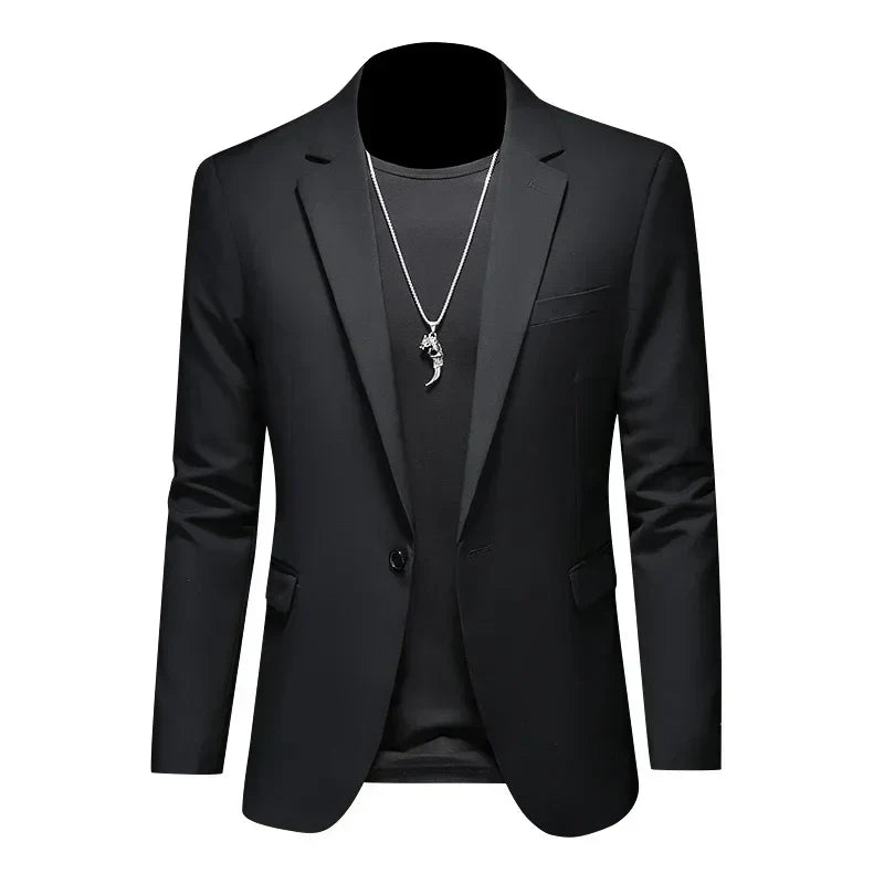 maoxiangshop Fashion Men's Business Casual Blazer White Red Green Black Solid Color Slim Fit Jacket Wedding Groom Party Suit Coat M-6XL