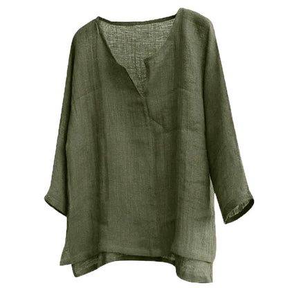 maoxiangshop New Men's Summer Spring Long Sleeve Loose Shirt Solid Color Casual Long Sleeve Cool Shirt Vn-eck Tops Size S-5XL