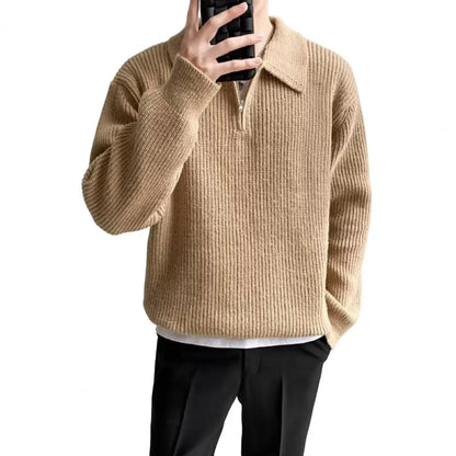maoxiangshop Men Sweater Long Sleeve Soft Warm Wear-resistant Autumn Sweater   Spring Sweater  for Daily Life