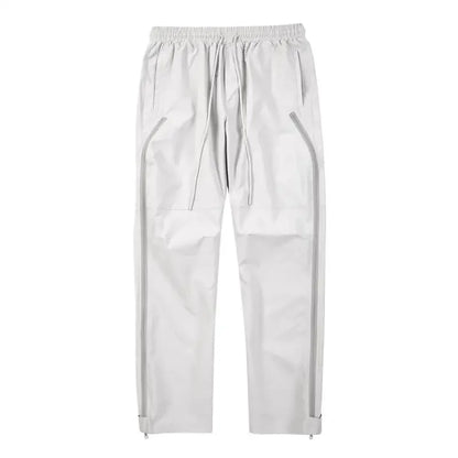 maoxiangshop High Street Vibe Functional Tapered Pants Glue Pressed Side Zipper Nylon Trousers Baggy Casual Thin Tactical Pants for Men