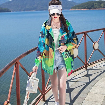 maoxiangshop Female Summer New Camouflage Thin Sun Protection Clothing Women Short Anti-Ultraviolet Korean Sun Protection Clothing